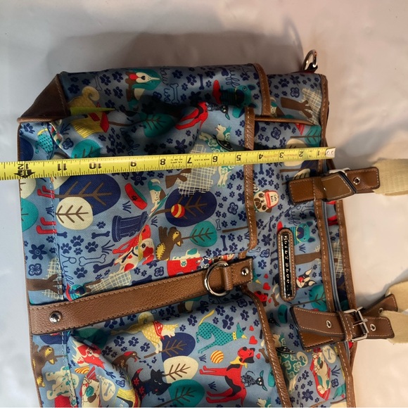 Lily Bloom Who Let The Dogs Out Shoulder Bag Tote Purse Multi Pocket Blue - Picture 2 of 8